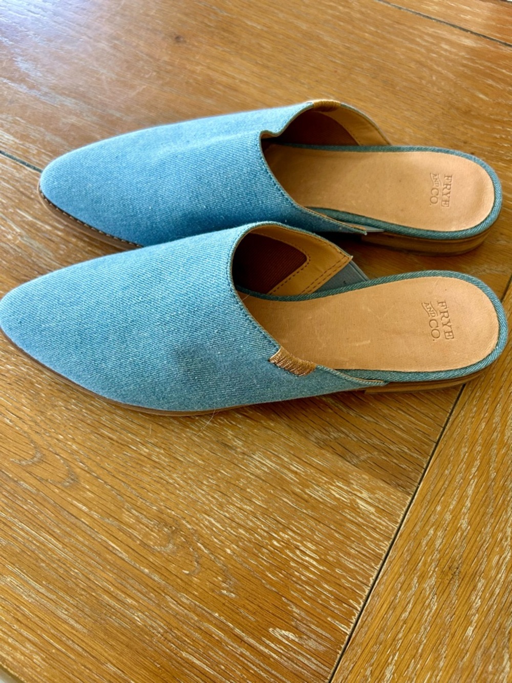 Frye and Co Fenn Washed Denim Mules - Picture 3 of 5